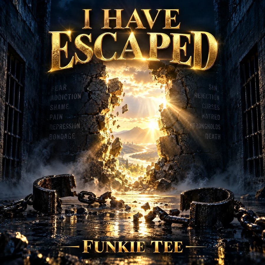 I Have Escaped cover art: a prison wall broken open to golden light, broken chains on the ground